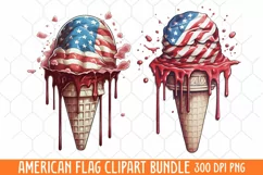American Flag Watercolor Clipart, Us Flag Clipart Product Image 1