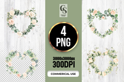 Eucalyptus Heart Wreath Watercolor Clipart PNG Product Image 1