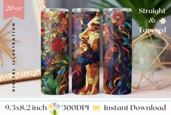 Stained Glass Flowers Tumbler, Jesus Sublimation Tumbler PNG Product Image 1