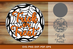 Trick or treat Halloween Round Door Hanger Sign SVG Cut File Product Image 1