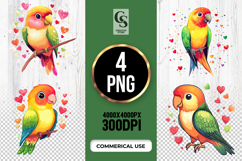 Colorful Lovebird Parrot Clipart Sublimation PNG Product Image 1