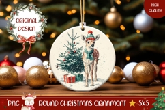 Vintage Christmas Deer Ornament PNG, Winter Ornament Product Image 1