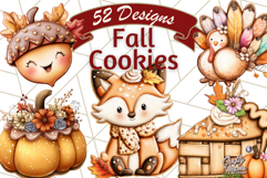 Fall Cookie Clipart PNG, Autumn Sweets Pumpkin Cookies Product Image 1