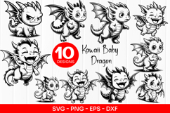 Kawaii Baby Dragon Clipart SVG PNG Product Image 1