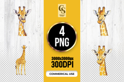 Cute Watercolor Giraffe Clipart Sublimation PNG Product Image 1