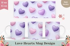 3D Love Mug Sublimation, Colorful Hearts Mug Design Product Image 1