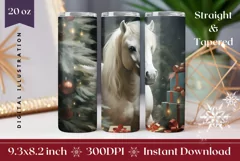 Christmas Horse Tumbler Wrap, Christmas Sublimation Designs Product Image 1
