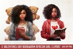 Valentines Day Bookworm African Girl Clipart Product Image 1
