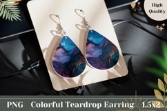 Abstract Teardrop Earrings Sublimation, Blue Earrings PNG Product Image 1