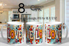 Boho style | 8 Hippie inscription Sublimation Mug designs Product Image 1