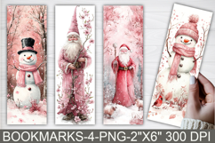 Pink Christmas Bookmarks PNG Product Image 1