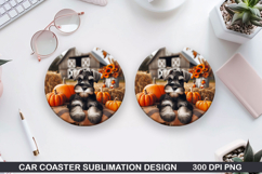 Halloween Dog Car Coaster Sublimation| Halloween Coaster PNG Product Image 1