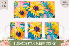 Art Flowers Mug Sublimation, Sunflowers PNG Product Image 1