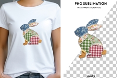 Patchwork Easter Bunny PNG | Vintage Fabric Rabbit Clipart Product Image 1