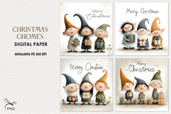 Cute christmas gnomes digital paper, background clipart Product Image 1