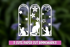 3 Cat Themed Laser Cut Bookmarks SVG Product Image 1
