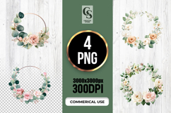 Greenery Floral Wreath Watercolor Clipart Sublimation PNG Product Image 1
