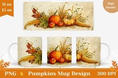 Vintage Pumpkins Mug Wrap Design, Fall Mug Sublimation Product Image 1