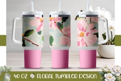 Pink Flowers Tumbler Design, Pink 40 Oz Tumbler Wrap Product Image 1