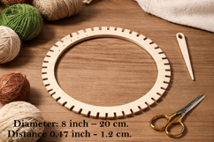 Weaving loom round 8 inch comb needle laser cut digital file Product Image 1