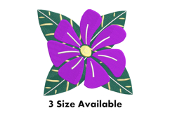 Tropical Purple Flower Leaf Embroidery Design Product Image 1