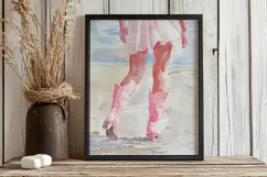 Watercolor Coastal Cowgirl Boots Beach Print Product Image 1