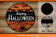 Happy Halloween Round Door Hanger Sign SVG Cut Files Product Image 1