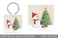 Cute Snowman Keychain Design. Christmas Keychain Sublimation Product Image 1