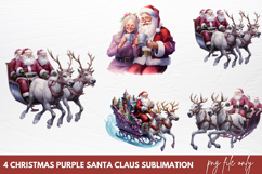 Christmas purple santa claus sublimation PNG Product Image 1