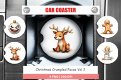 Christmas Crumpled Faces Car Coaster Product Image 1