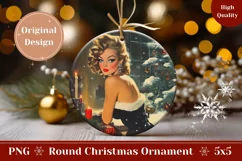 Retro Christmas Ornament, Retro Woman Ornament Sublimation Product Image 1