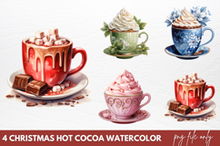 Christmas Hot Cocoa Watercolor Clipart PNG Product Image 1