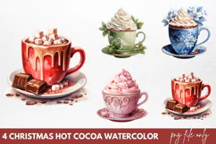 Christmas Hot Cocoa Watercolor Clipart PNG Product Image 1
