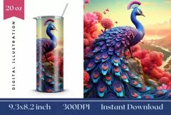 Colorful Peacock Tumbler Wrap, 3D Tumbler Wrap Product Image 1