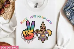 Peace, love, Mardi Gras PNG, Mardi Gras Sublimation PNG Product Image 2