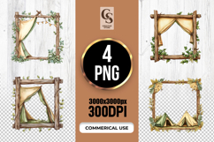 Rustic Camping Tent Wooden Frame Clipart Sublimation PNG Product Image 1