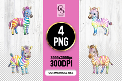 Rainbow Zebra Clipart Sublimation PNG Product Image 1