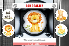 Car Coaster Whimsical Animal Parade Product Image 1
