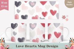 Cute Love Mug Wrap Design, Cartoon Hearts Mug Sublimation Product Image 1