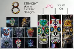 Oil paint skull Gothic design | Skinny tumbler Sublimation Product Image 1