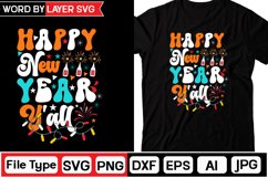 Happy New Year Y'all Retro SVG Design Product Image 1