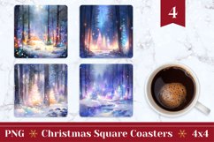 Christmas Square Coaster, Winter Forest Coffee Mug Coasters Product Image 1