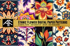 Ethnic Flower Digital Paper Patterns Product Image 1