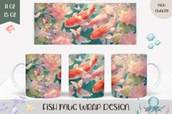 Koi Fish Mug, Floral Mug Design, Butterfly Mug Template Product Image 1
