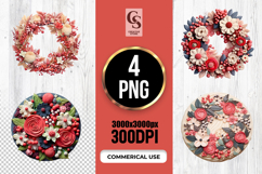 3d Floral Wreath Clipart Sublimation PNG Product Image 1