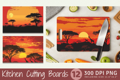 African Safari Sunset Cutting Boards sublimation Design Product Image 1