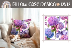 Purple Hydrangea Pillow Template, Floral Pillow Sublimation Product Image 1