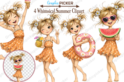 Whimsical Summer Girl Clipart, Cute Beach Girls PNG, Summer Product Image 2