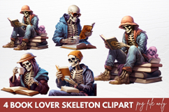 Book Lover Skeleton Clipart Product Image 1