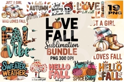 Cozy Autumn Love Fall Quotes &amp; Seasonal PNG Pack Product Image 1